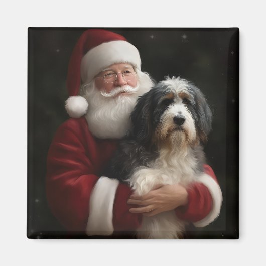 Bernedoodle met Sinterklaas Festive Kerst  Magneet (Voorkant)