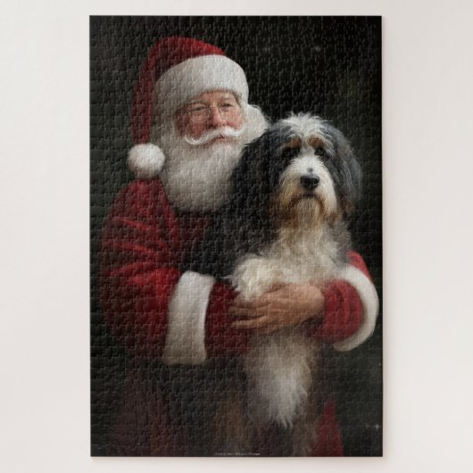 Bernedoodle met Sinterklaas Festive Kerstmis Legpuzzel (Verticaal)