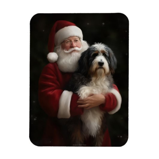 Bernedoodle met Sinterklaas Festive Kerstmis Magneet (Verticaal)