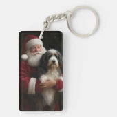Bernedoodle met Sinterklaas Festive Kerstmis Sleutelhanger (achterkant)