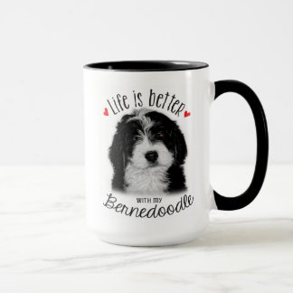 Bernedoodle Mok voor 15 oz koffie in zwart-wit