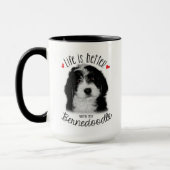 Bernedoodle Mok voor 15 oz koffie in zwart-wit (Links)