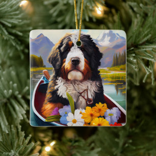 Bernedoodle op een peddel: Een landschappelijk avo Keramisch Ornament