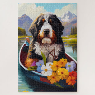 Bernedoodle op een peddel: een magneet voor landsc legpuzzel