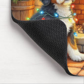 Bernedoodle Open Haard met Kerstverlichting Muismat (Hoek)
