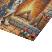 Bernedoodle Open Haard met Kerstverlichting Snijplank (Hoek)