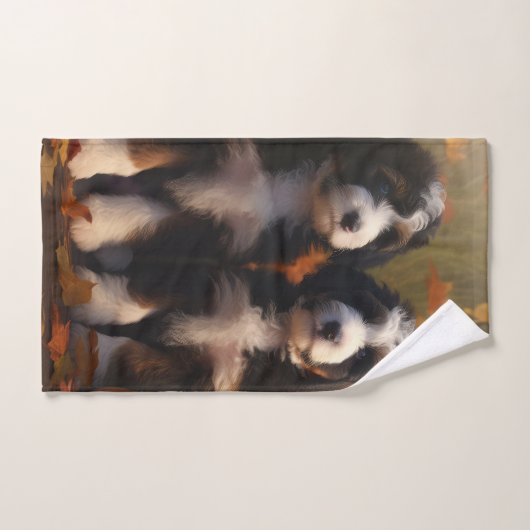 Bernedoodle Puppy Herfst Verrukking Pompoen Bad Handdoek (Handdoek)