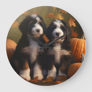 Bernedoodle Puppy Herfst Verrukking Pompoen Grote Klok
