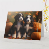 Bernedoodle Puppy Herfst Verrukking Pompoen Kaart (Gele Bloem)