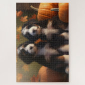 Bernedoodle Puppy Herfst Verrukking Pompoen Legpuzzel (Verticaal)