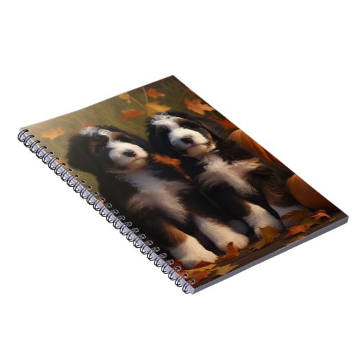 Bernedoodle Puppy Herfst Verrukking Pompoen Notitieboek (Rechterzijde)