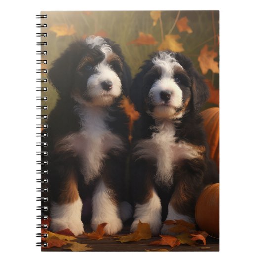 Bernedoodle Puppy Herfst Verrukking Pompoen Notitieboek (Voorkant)