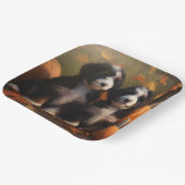 Bernedoodle Puppy Herfst Verrukking Pompoen Papieren Bordje (Gebogen)