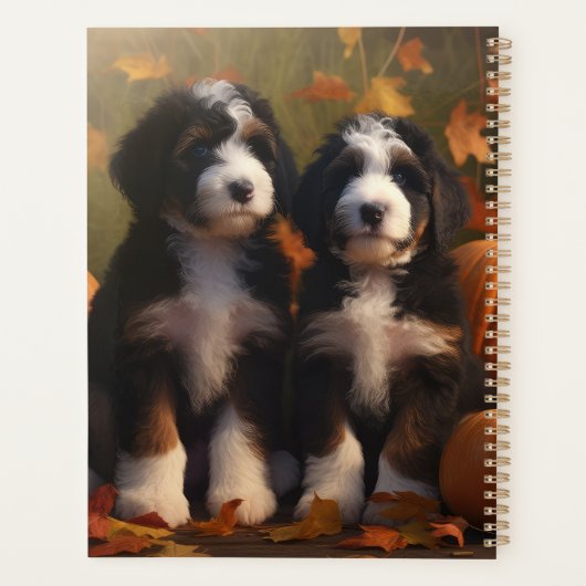 Bernedoodle Puppy Herfst Verrukking Pompoen Planner (Achterkant)