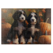Bernedoodle Puppy Herfst Verrukking Pompoen Snijplank (Voorkant)