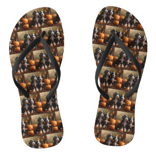 Bernedoodle Puppy Herfst Verrukking Pompoen Teenslippers