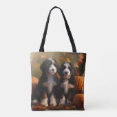 Bernedoodle Puppy Herfst Verrukking Pompoen Tote Bag (Achterkant)
