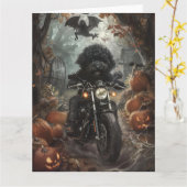 Bernedoodle Rijden Motorfiets Halloween Eng Kaart (Gele Bloem)