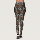 Bernedoodle Rijden Motorfiets Halloween Eng Leggings (Achterkant)