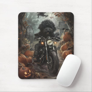Bernedoodle Rijden Motorfiets Halloween Eng Muismat
