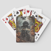Bernedoodle Rijden Motorfiets Halloween Eng Pokerkaarten (Achterkant)