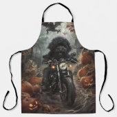 Bernedoodle Rijden Motorfiets Halloween Eng Schort (Voorkant)