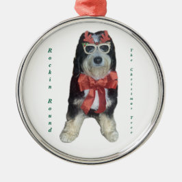 Bernedoodle Rockin Round the Christmas Tree Metalen Ornament