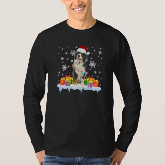 Bernedoodle Santa Christmas Tree Lights Xmas Pajam T-shirt (Voorkant)