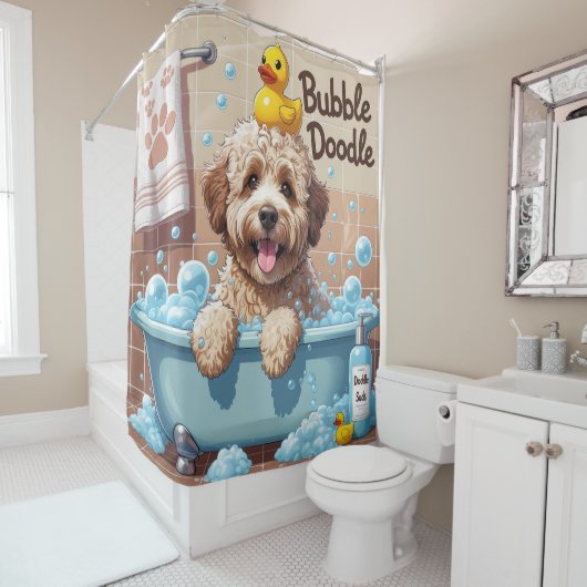 Bernedoodle Slordig Slaperig Schattig Grappig  Douchegordijn (In situ)