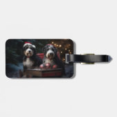 Bernedoodle Sneeuw Slede Kerst Decoratie Bagagelabel (Achterkant horizontaal)