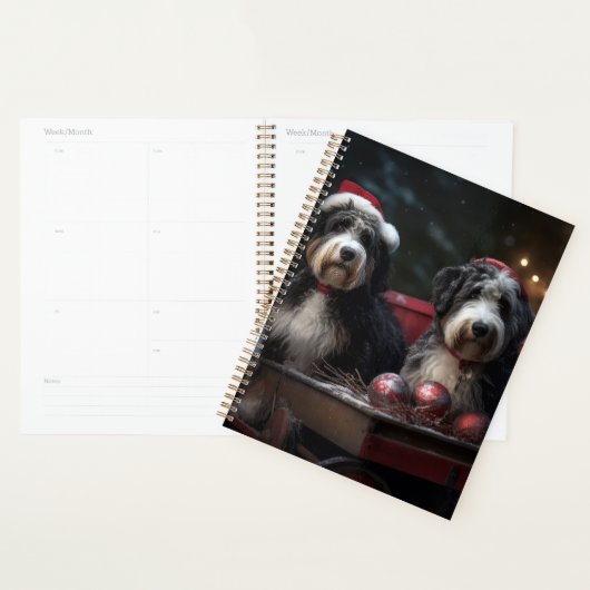 Bernedoodle Sneeuw Slede Kerst Decoratie Planner (Display)