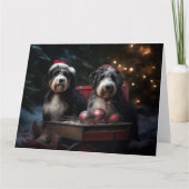Bernedoodle Sneeuw slee Kerst Decoratie Kaart (Voorkant)