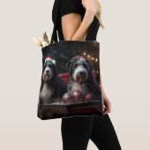Bernedoodle Sneeuw slee Kerst Decoratie   Tote Bag (Dichtbij)