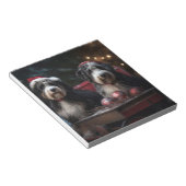 Bernedoodle Snowy Sleigh Kerstdecoratie Notitieblok (Schuin)