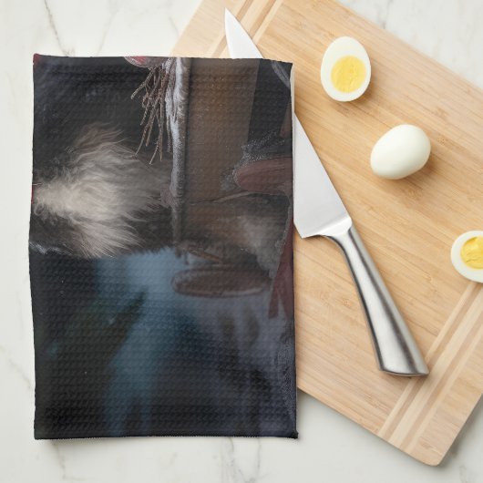 Bernedoodle Snowy Sleigh Kerstdecoratie Theedoek (Quarter Fold)