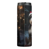 Bernedoodle Snowy Sleigh Kerstdecoratie Thermosbeker (Achterkant)