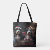 Bernedoodle Snowy Sleigh Kerstdecoratie Tote Bag (Achterkant)
