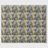 Bernedoodle Spring Flowers Painting Cadeaupapier (Vlak)