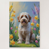 Bernedoodle Spring Flowers Painting Legpuzzel (Verticaal)