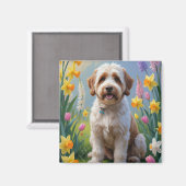 Bernedoodle Spring Flowers Painting Magneet (Voorkant / Achterkant)