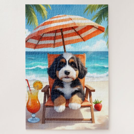 Bernedoodle Strand Ontspanning Scene Legpuzzel (Verticaal)