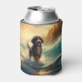 Bernedoodle Strand Surfen Schilderij Blikjeskoeler (Blikje Voorkant)