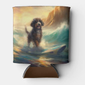 Bernedoodle Strand Surfen Schilderij Blikjeskoeler (Voorkant)