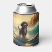 Bernedoodle Strand Surfen Schilderij Blikjeskoeler (Blikje Achterkant)