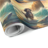Bernedoodle Strand Surfen Schilderij Cadeaupapier (Rol Hoek)