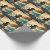 Bernedoodle Strand Surfen Schilderij Cadeaupapier (Hoek)