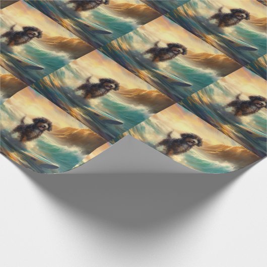 Bernedoodle Strand Surfen Schilderij Cadeaupapier (Hoek)