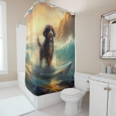 Bernedoodle Strand Surfen Schilderij Douchegordijn (In situ)