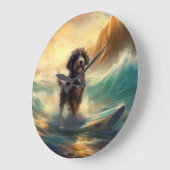 Bernedoodle Strand Surfen Schilderij Grote Klok (Hoek)