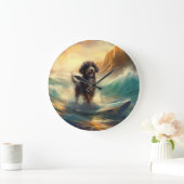 Bernedoodle Strand Surfen Schilderij Grote Klok (Huis)